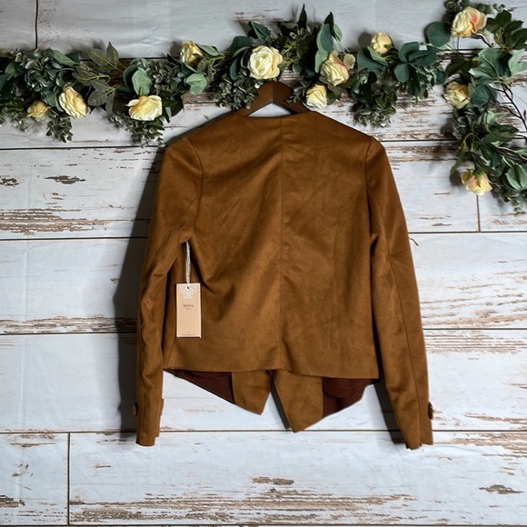 Women's Blashe Size Small Lightweight Faux Suede Leather Open Cardigan NWT - Picture 4 of 4